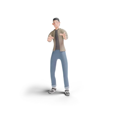Young Man Posing In Transparent Background 3 D Illustration 3D Logo