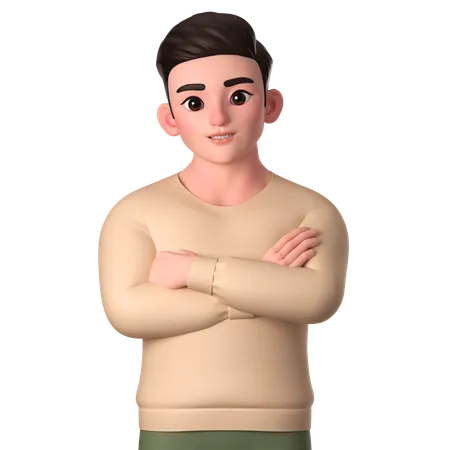 Young Man Posing With Arms Crossed  3D Illustration