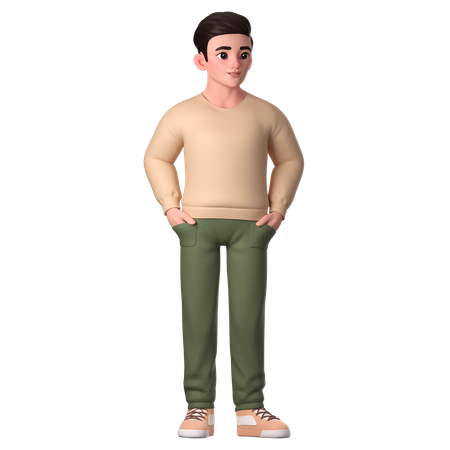 Young Man Posing With His Hand In His Trouser Pocket  3D Illustration