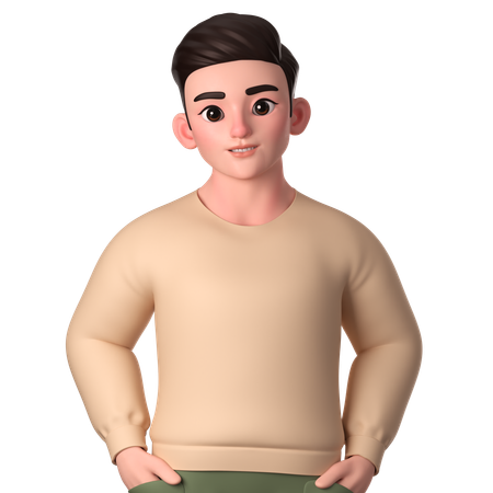 Young Man Posing With His Hand In His Trouser Pocket  3D Illustration