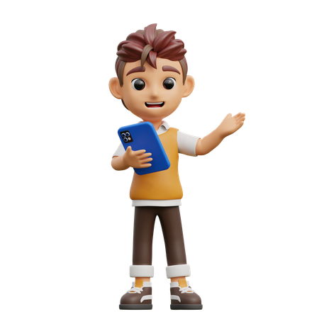 Young Man Presentation With Tablet  3D Illustration