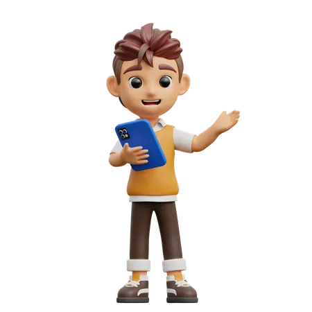 Young Man Presentation With Tablet  3D Illustration