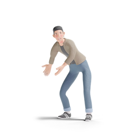 Young man presenting pose 3D Illustration