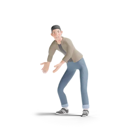 Young man presenting pose  3D Logo