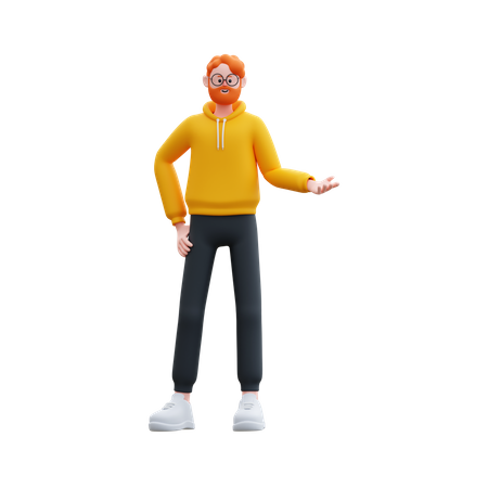 Young man presenting something right  3D Illustration