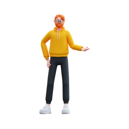 Young man presenting something right  3D Illustration