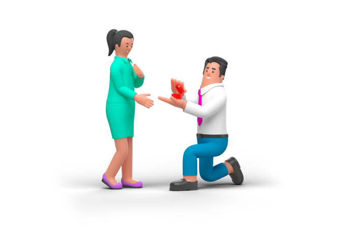 Young Man Proposing Woman  3D Icon