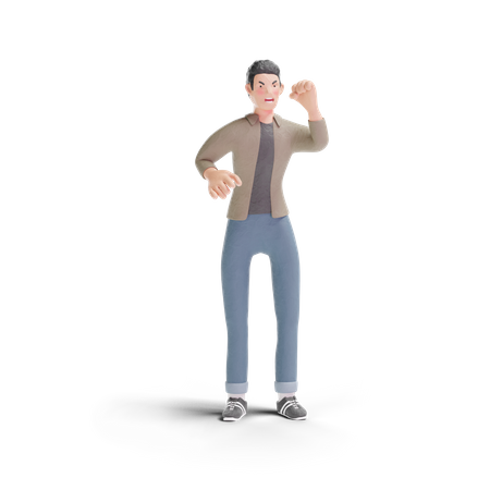 Young man raging 3D Illustration
