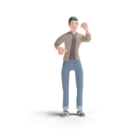 Young Man Raging In Transparent Background 3 D Illustration 3D Logo