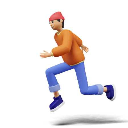 Young man Running  3D Illustration