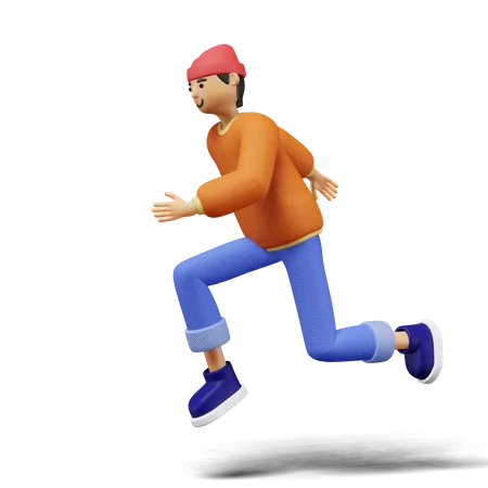 Young man Running  3D Illustration