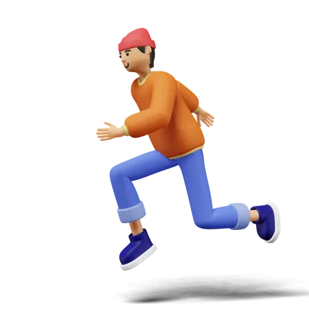 Young man Running 3D Illustration