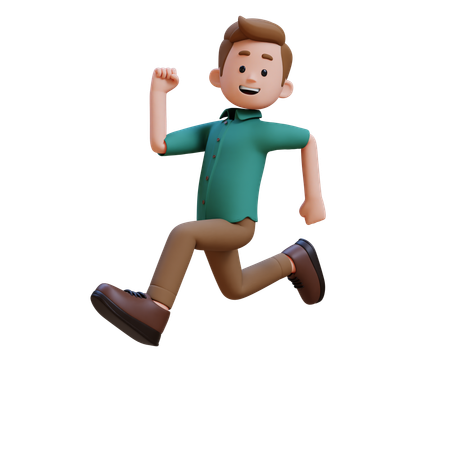 Young Man Running With Smile  3D Illustration