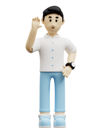 Young Man Say Hello  3D Icon