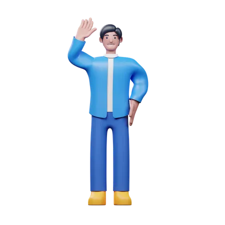 Young Man Say Hello  3D Illustration