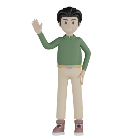 Young Man Say Hi  3D Icon