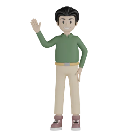 Young Man Say Hi  3D Illustration