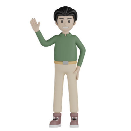 Young Man Say Hi 3D Illustration