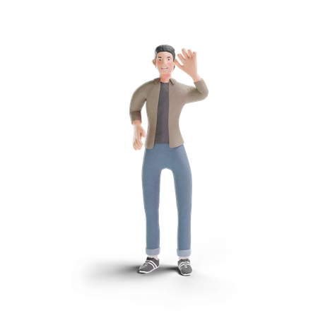 Young man saying hello  3D Logo