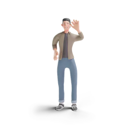 Young man saying hello  3D Logo