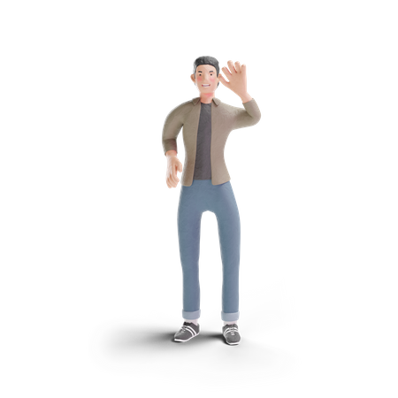 Young man saying hello 3D Illustration