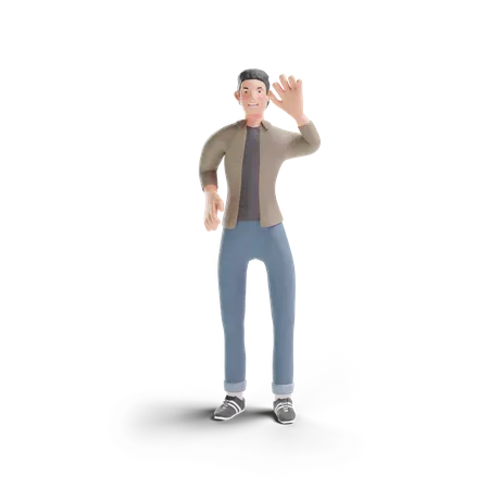 Young man saying hello 3D Illustration