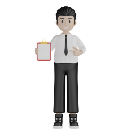 Young man showing business report  3D Illustration