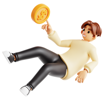Young Man Showing Financial Instability  3D Icon