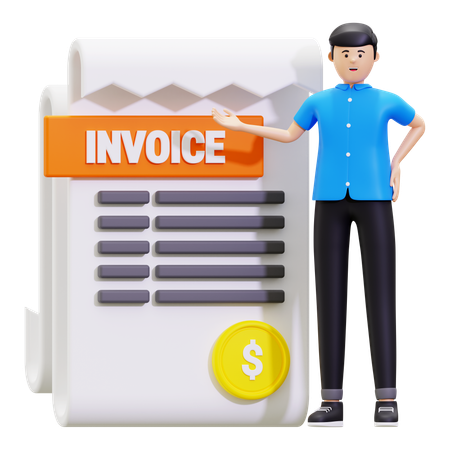 Young Man Showing Invoice Bill  3D Icon