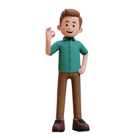 Young Man Showing Nice Gesture  3D Illustration