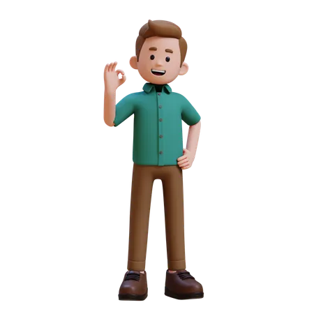 Young Man Showing Nice Gesture  3D Illustration