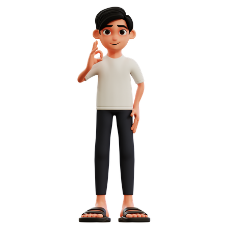 Young Man Showing Okay Finger  3D Illustration