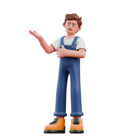 Young man showing something  3D Icon