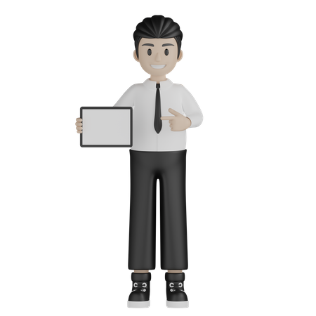Young man showing something in left  3D Icon