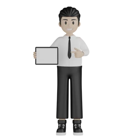 Young man showing something in left  3D Illustration