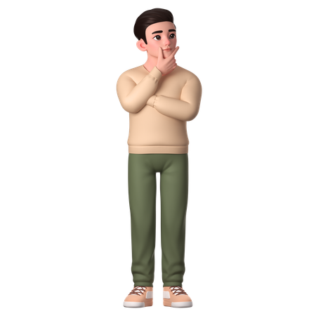 Young Man Showing Thinking Gesture  3D Illustration