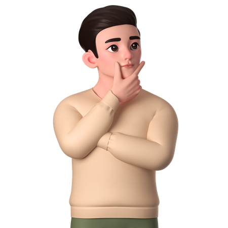 Young Man Showing Thinking Gesture  3D Illustration