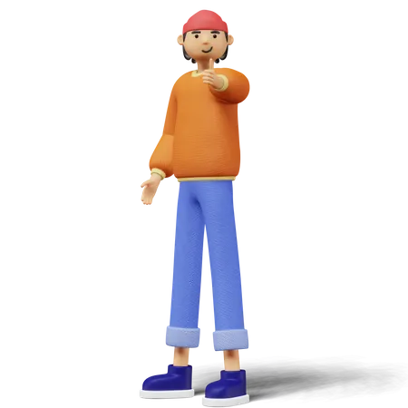 Young man showing thumb up sign  3D Illustration