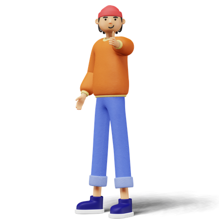 Young man showing thumb up sign  3D Illustration