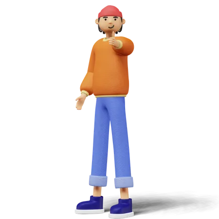 Young Man Showing Thumb Up Sign 3D Illustration