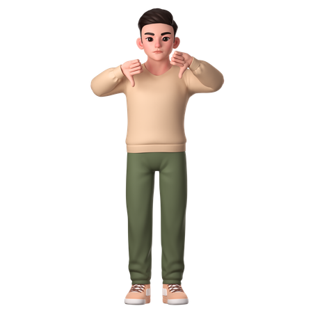 Young Man Showing Thumbs Down With His Both Hands  3D Illustration
