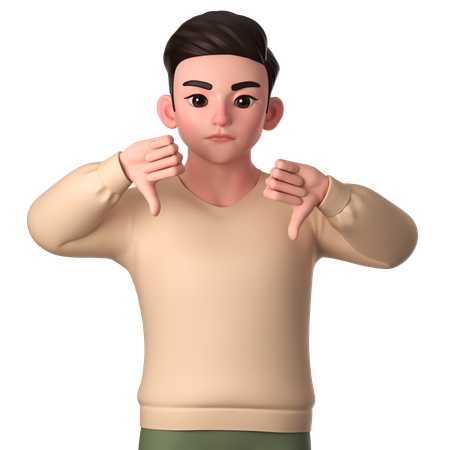 Young Man Showing Thumbs Down With His Both Hands  3D Illustration