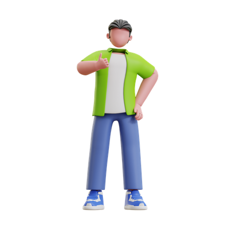 Young man showing thumbs up  3D Icon
