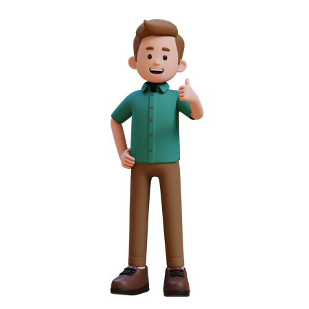 Young Man Showing Thumbs Up  3D Icon