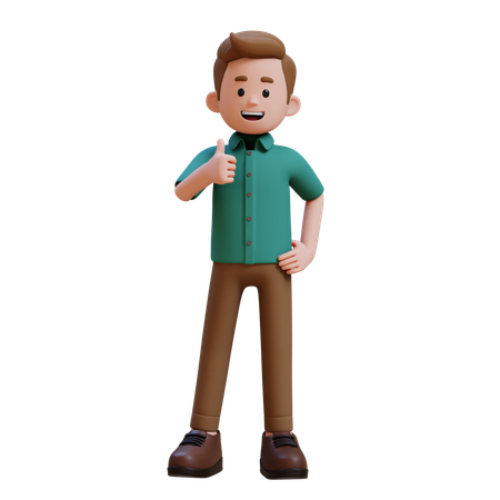 Young Man Showing Thumbs Up  3D Icon