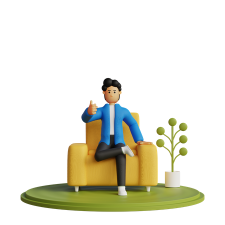 Young Man showing thumbs up  3D Icon