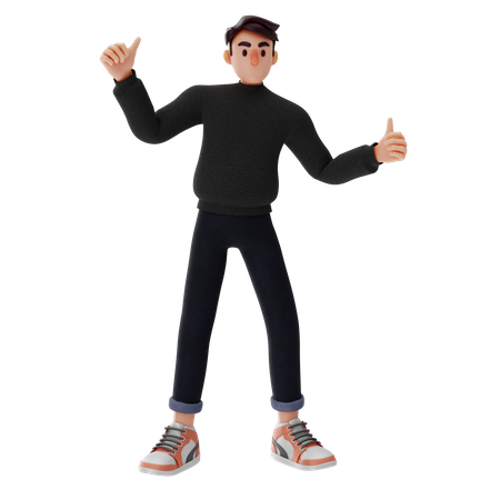 Young Man showing thumbs up  3D Icon