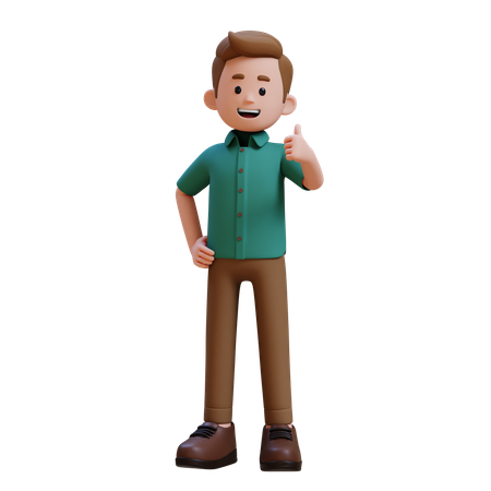 Young Man Showing Thumbs Up  3D Illustration