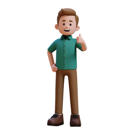 Young Man Showing Thumbs Up  3D Illustration