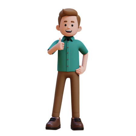 Young Man Showing Thumbs Up  3D Illustration